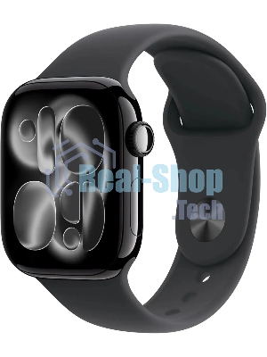 Умные часы Apple Watch Series 11 A3331 42мм OLED корп.черный Sport Band рем.черный разм.брасл.:140-190мм (MEQT4LW/A)