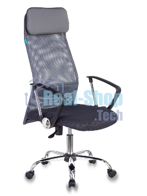 Кресло руководителя Бюрократ KB-6N/SL/DG/TW-12 серый TW-04 TW-12 сетка крестовина хром