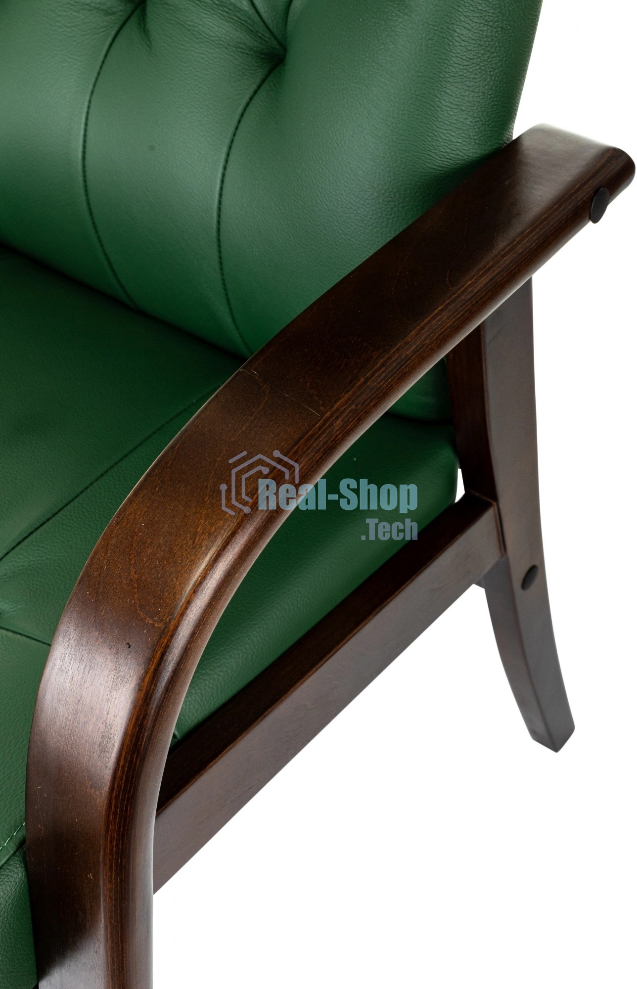 Кресло офисное Бюрократ T-9928WALNUT-CF, зеленый, кожа, на ножках, дерево