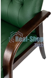 Кресло офисное Бюрократ T-9928WALNUT-CF, зеленый, кожа, на ножках, дерево