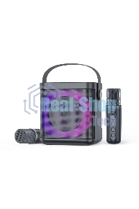 Переносная караоке система TRS2406 iconBIT K702B Колонка 10Вт, 2 микрофона Bluetooth, подсвктка, с аккумулятор в колонке 1500mAh и микрофонах, 16*12*16.7 CM, черный