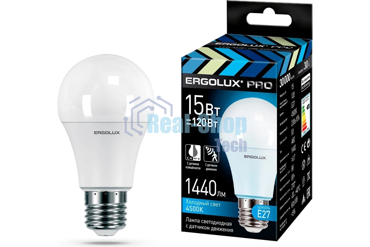Лампа светодиодная ERGOLUX (14763) LED-A60P-15W-E27-4K PRO