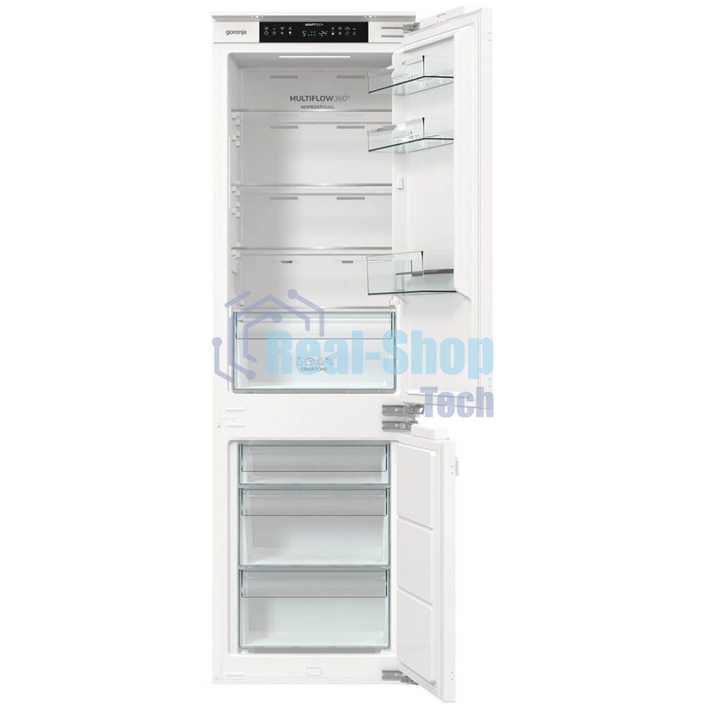 Встраиваемый холодильник Gorenje NRKI517142, полезный объем 243 л, электронное управление, цифровой дисплей, автоматическое размораживание No Frost, быстрое замораживание, интенсивное охлаждение, зона свежести с контролем влажности, слайдерное крепление, энергоэффективность А+