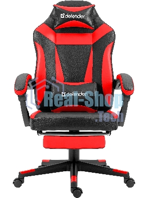 Кресло Defender CRUISER BLACK/RED черный/красный, экокожа, подставка для ног