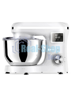 Планетарный миксер BQ MX640 White. Максимальная мощность 1600 Вт / Чаша из нержавеющей стали 6 л / Функция ферментации/ Подогрев чаши до 40'C / Электронное управление / Металлические насадки в комплекте / Металлические шестерни / Двойная защита: от перегр