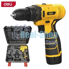 Дрель-шуруповерт аккумуляторная Deli DL-DZ12-6A2, 12В, 1 АКБ, Кейс, Набор оснастки 24 предмета