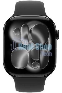 Умные часы Apple Watch Series 11 A3331 42мм OLED корп.черный Sport Band рем.черный разм.брасл.:140-190мм (MEQT4LW/A)
