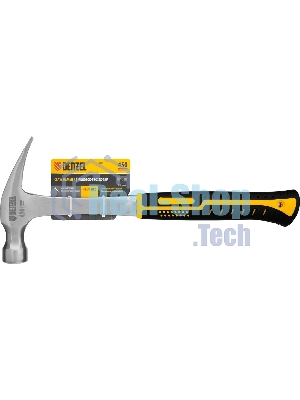 Молоток-гвоздодер Denzel 450 г, цельнометаллический, двухкомпонентная рукоятка