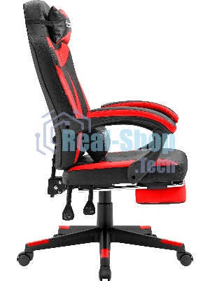 Кресло Defender CRUISER BLACK/RED черный/красный, экокожа, подставка для ног