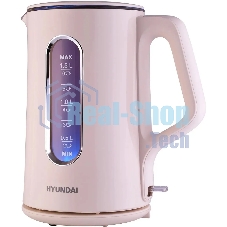 Чайник электрический Hyundai HYK-G8888 1.5л. 1700Вт кремовый/прозрачный корпус: стекло