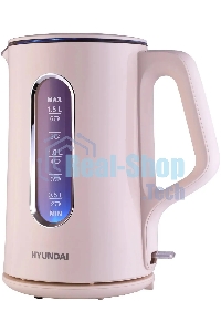 Чайник электрический Hyundai HYK-G8888 1.5л. 1700Вт кремовый/прозрачный корпус: стекло