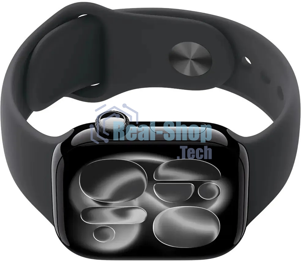 Умные часы Apple Watch Series 11 A3331 42мм OLED корп.черный Sport Band рем.черный разм.брасл.:140-190мм (MEQT4LW/A)