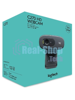 Веб-камера Logitech C270 HD 1280x720, 30 кадр/с, USB Type-A, микрофон (шумоподавление), автоосвещение, универсальное крепление
