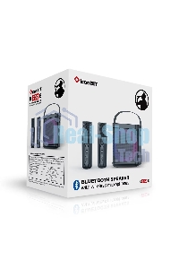 Переносная караоке система TRS2406 iconBIT K702B Колонка 10Вт, 2 микрофона Bluetooth, подсвктка, с аккумулятор в колонке 1500mAh и микрофонах, 16*12*16.7 CM, черный