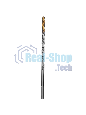 Сверло спиральное по металлу Denzel 5 х 132 мм, Р6М5, Golden Tip, удлиненное
