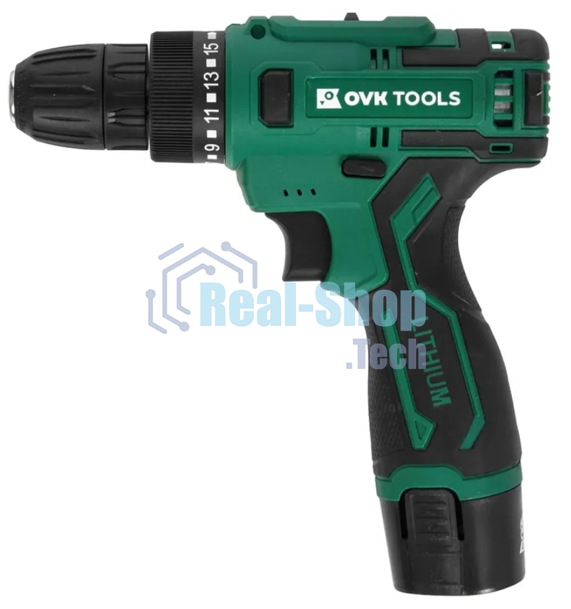Дрель-шуруповерт Ovk Tools OTCS2AA-12V-1.5A, 12 В, 1,5 Ач, 26 Нм, щеточный