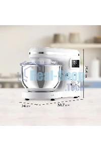 Планетарный миксер BQ MX640 White. Максимальная мощность 1600 Вт / Чаша из нержавеющей стали 6 л / Функция ферментации/ Подогрев чаши до 40'C / Электронное управление / Металлические насадки в комплекте / Металлические шестерни / Двойная защита: от перегр