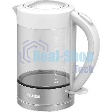 Чайник электрический Hyundai HYK-G9990 1.6л. 2000Вт белый/серебристый корпус: стекло