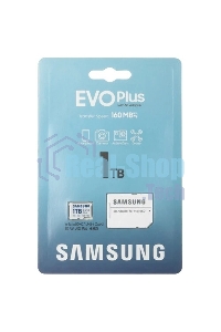 Флеш карта Samsung EVO Plus, microSDXC 1Tb, Class 10, A2, V30, UHS-I (U3), W 90 МБ/с, R 160 МБ/с, адаптер на SD