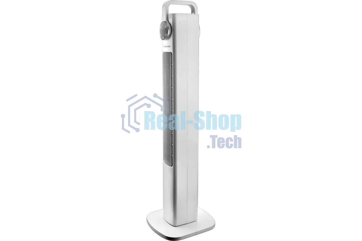 Колонный вентилятор BRAYER BR4957, эл.упр.,пульт ДУ,вращение,мощ-ть60Вт, LED дисплей, 3 скор.Таймер