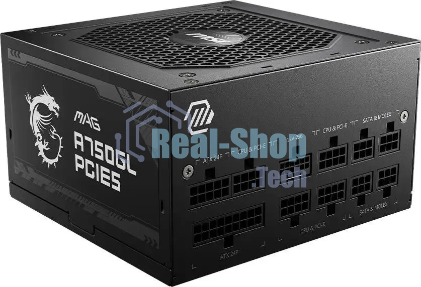 Блок питания MSI ATX 750W MAG A750GL PCIE5 Gen.5 80 PLUS gold (20+4pin) APFC 120мм fan 8xSATA Cab Manag RTL