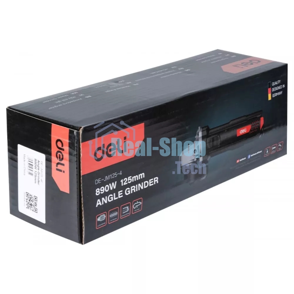 Угловая шлифовальная машина Deli DE-JM125-4E (890Вт, 125мм, 12000об/мин, картон)