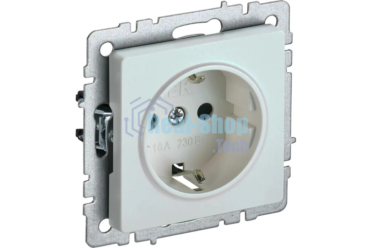 Розетка 1-местная IEK BRITE 16А РС14-1-0-БрЖ с заземлением, с защитными шторками, 16А, жемчуг