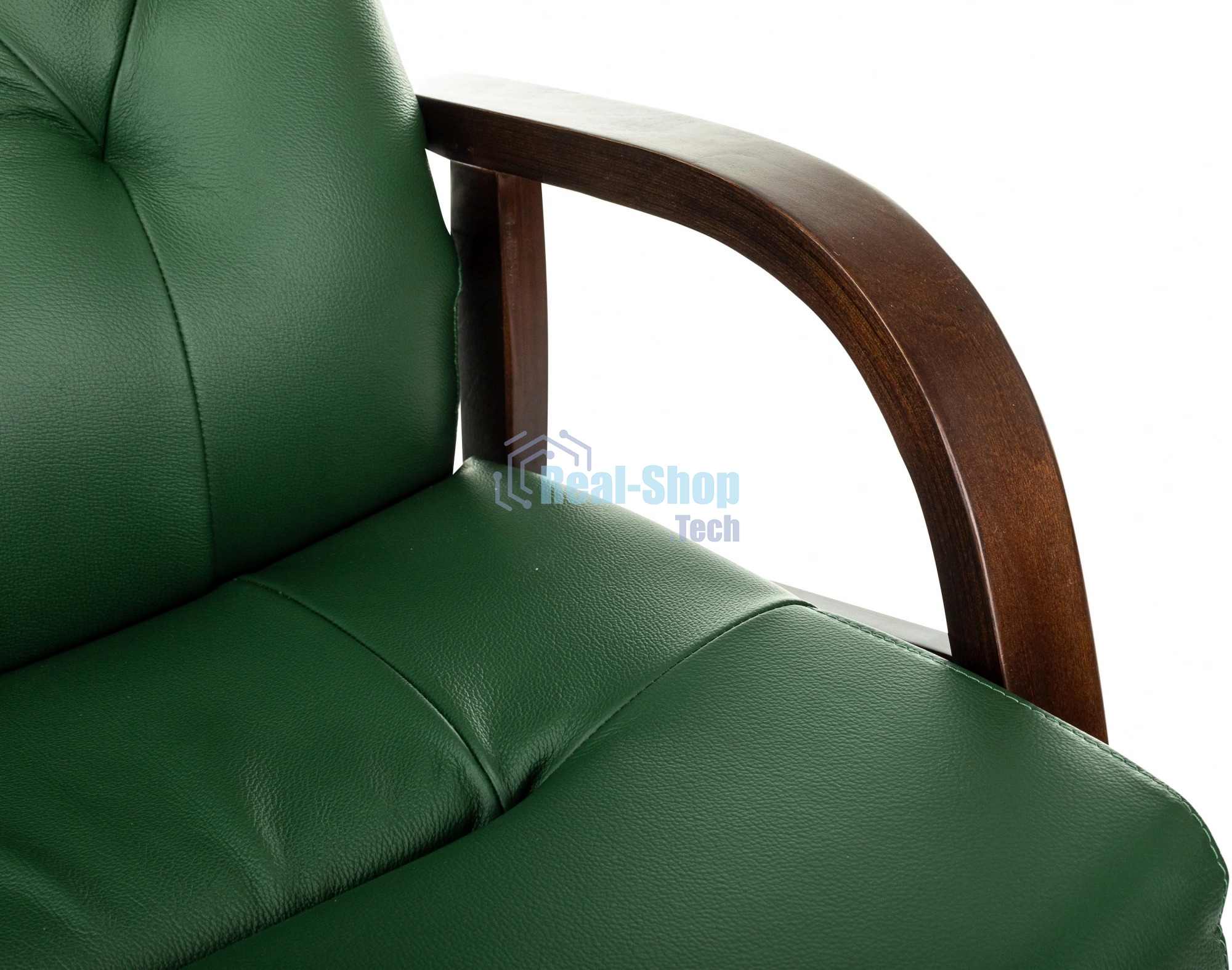 Кресло офисное Бюрократ T-9928WALNUT-CF, зеленый, кожа, на ножках, дерево