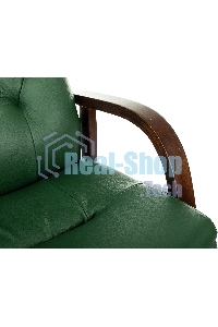Кресло офисное Бюрократ T-9928WALNUT-CF, зеленый, кожа, на ножках, дерево