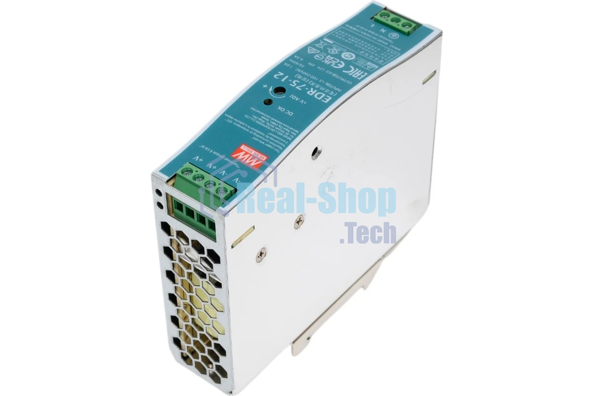 Блок питания AC-DC, 75Вт, вход 90-264V AC, 47-63Гц,127-370В DC, выход 12В,6.3A, рег. вых 12-14В, в кожухе на DIN-рейку