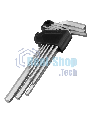 Набор ключей имбусовых Denzel, HEX, 1,5-10 мм, CrV, 9 шт., удлиненные