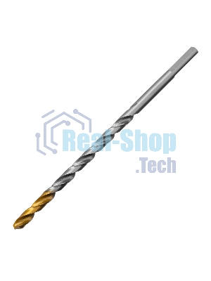 Сверло спиральное по металлу Denzel 5 х 132 мм, Р6М5, Golden Tip, удлиненное