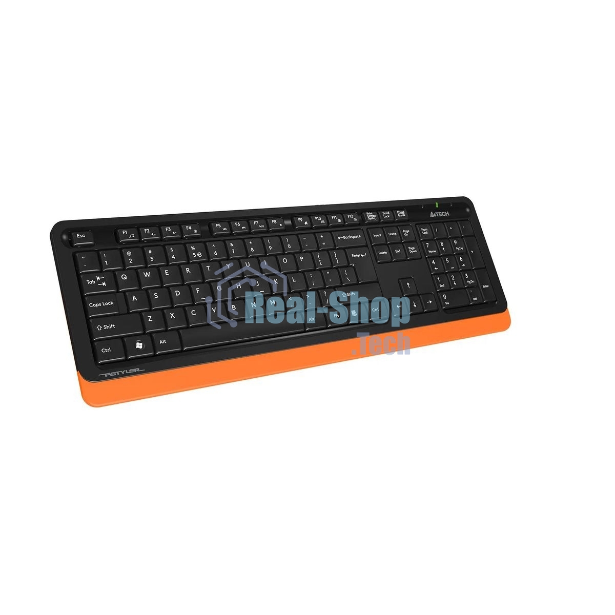 Комплект клавиатура+мышь A4Tech FStyler FG1010 беспроводной, USB, 2000 DPI, чёрный/оранжевый