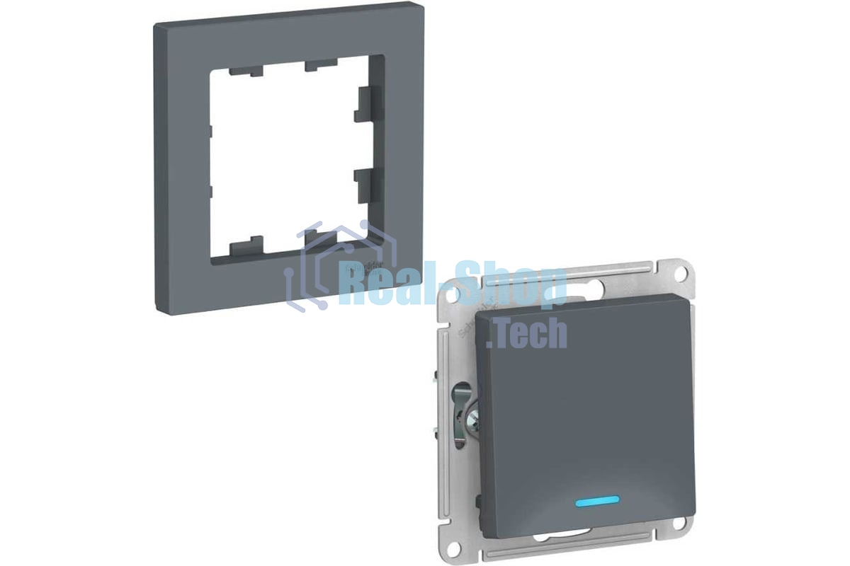 Механизм выключателя 1-кл. СП AtlasDesign 10А IP20 (сх. 1а) 10AX с подсветкой грифель