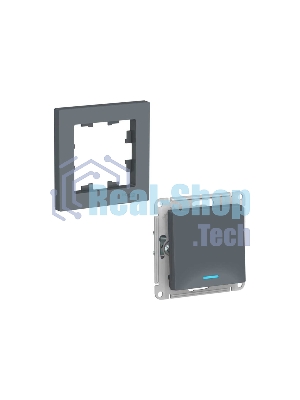 Механизм выключателя 1-кл. СП AtlasDesign 10А IP20 (сх. 1а) 10AX с подсветкой грифель