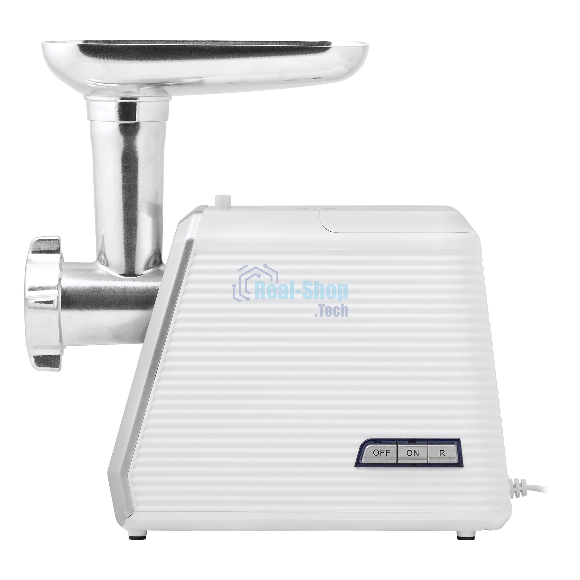 Мясорубка электрическая BBK MG2005 2000 Вт, белый/серый, 2000 Вт, 2.0 кг/мин, реверс, защита от перегрузки, металлический лоток, насадки - 7