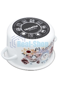 Кастрюля Appetite 1RD181М Roses эмалированная сталь, цилиндрическая 3 л