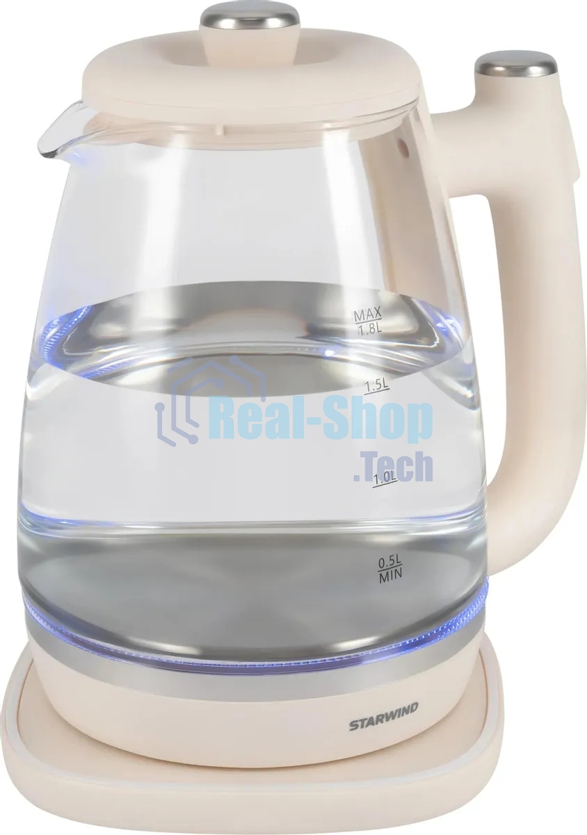 Чайник электрический Starwind SKG4042 1.8 л, 1800 Вт, слоновая кость корпус: стекло