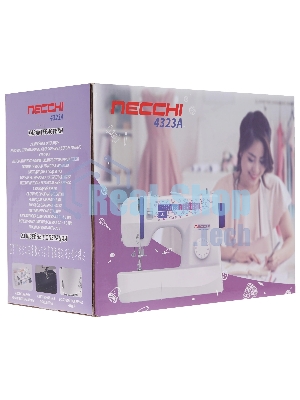 Швейная машина Necchi 4323 А белый, электромеханическая, вертикальный качающийся, 23 операции, автоматическая петля