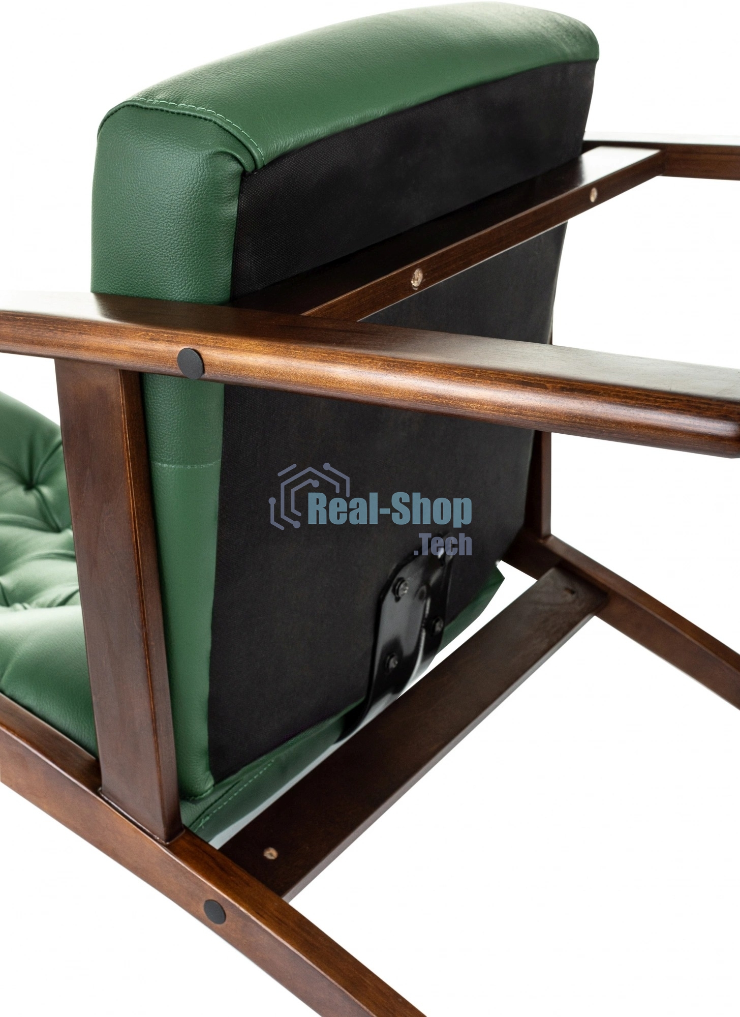 Кресло офисное Бюрократ T-9928WALNUT-CF, зеленый, кожа, на ножках, дерево
