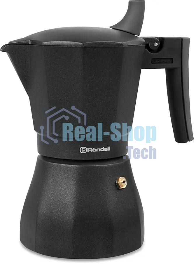 Кофеварка гейзерная Rondell Kafferro RDA-994, 0.45 л, алюминий, черный