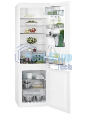 Встраиваемый холодильник AEG SCE618E5TS белый, двухкамерный, 190/61 л, морозилка снизу, автоматическое размораживание