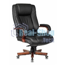 Кресло руководителя Бюрократ T-9925WALNUT/BLACK черный, кожа, крестовина дерево