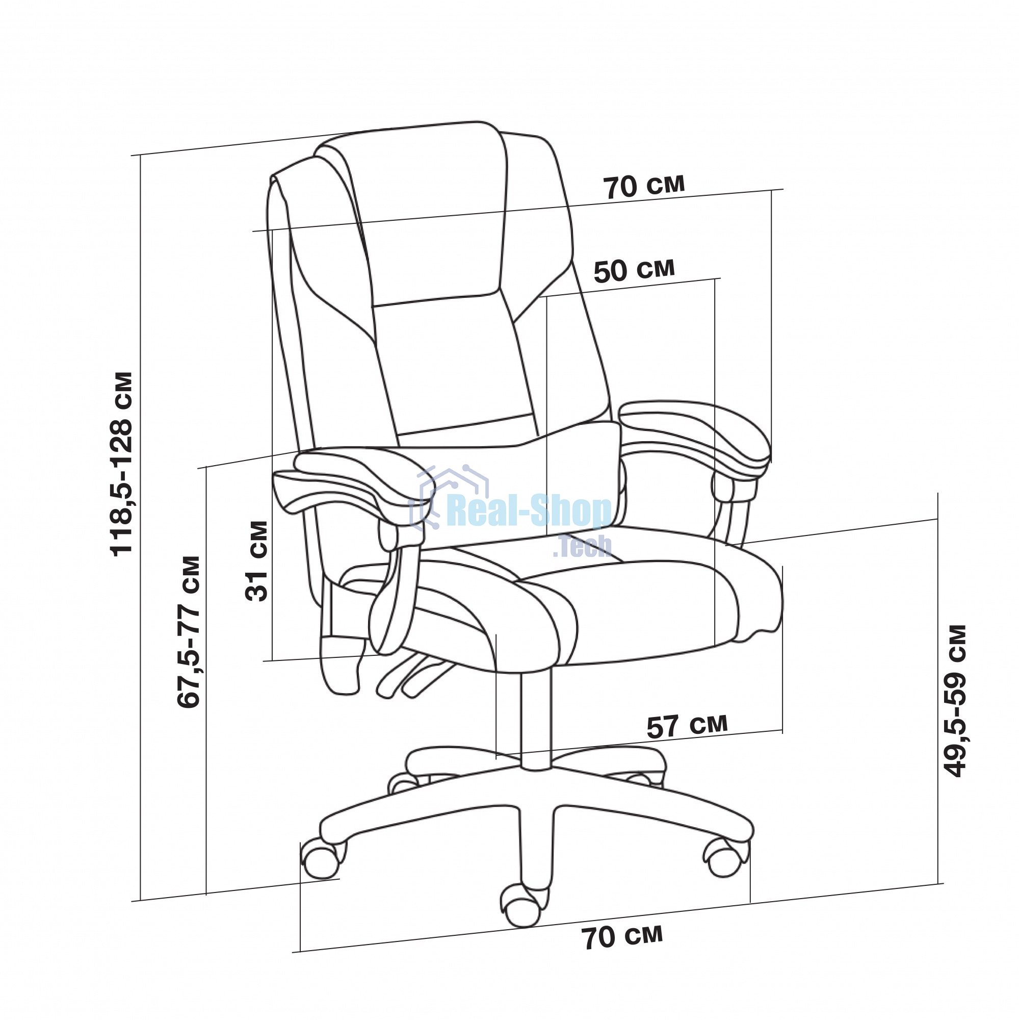 Кресло компьютерное Cactus CS-CHR-OC02M-WT белый, эко.кожа, крестов. сталь