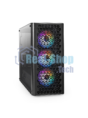 Компьютерный корпус Miditower ExeGate EVO-9202-EVO800 (ATX, БП EVO800RGb с вент. 12 см, с окном, 1*USB+1*USB 3.0, аудио, черный, 3 вент. 12см с RGb подсветкой)