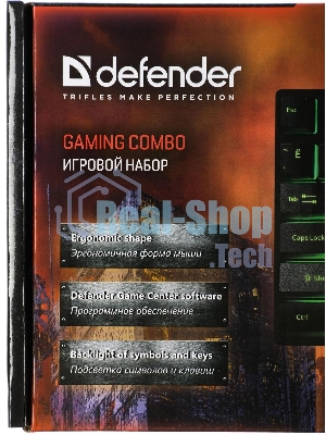 Комплект клавиатура+мышь Defender Glion C-123 проводной, USB, 1600 DPI, чёрный