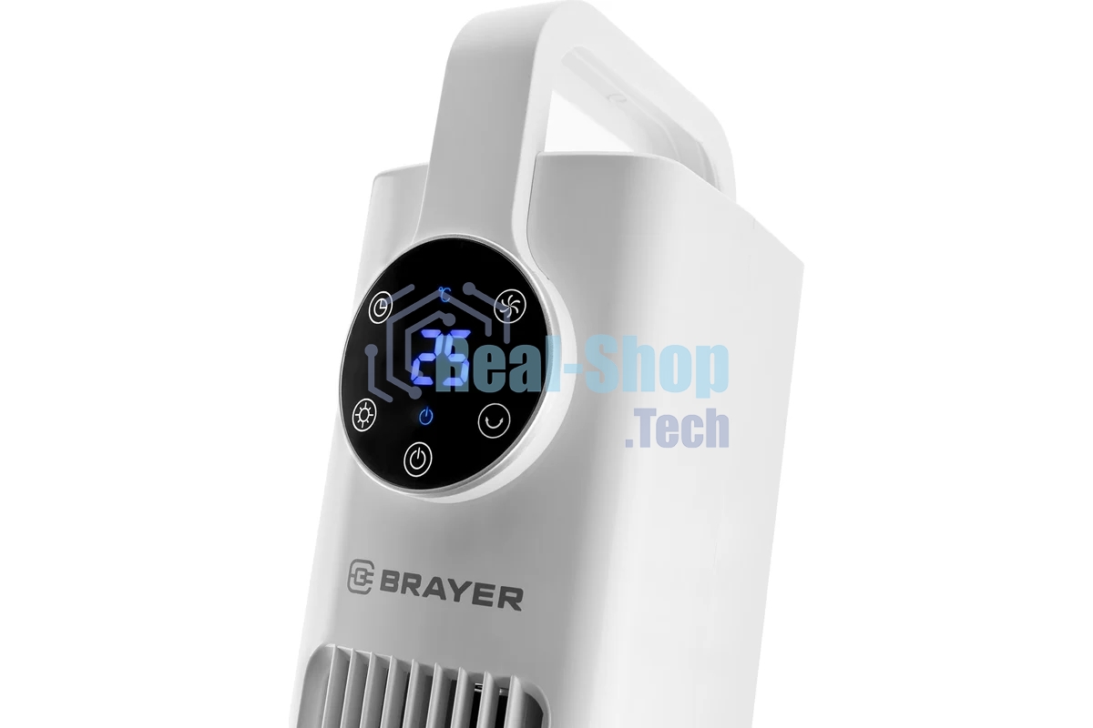 Колонный вентилятор BRAYER BR4957, эл.упр.,пульт ДУ,вращение,мощ-ть60Вт, LED дисплей, 3 скор.Таймер