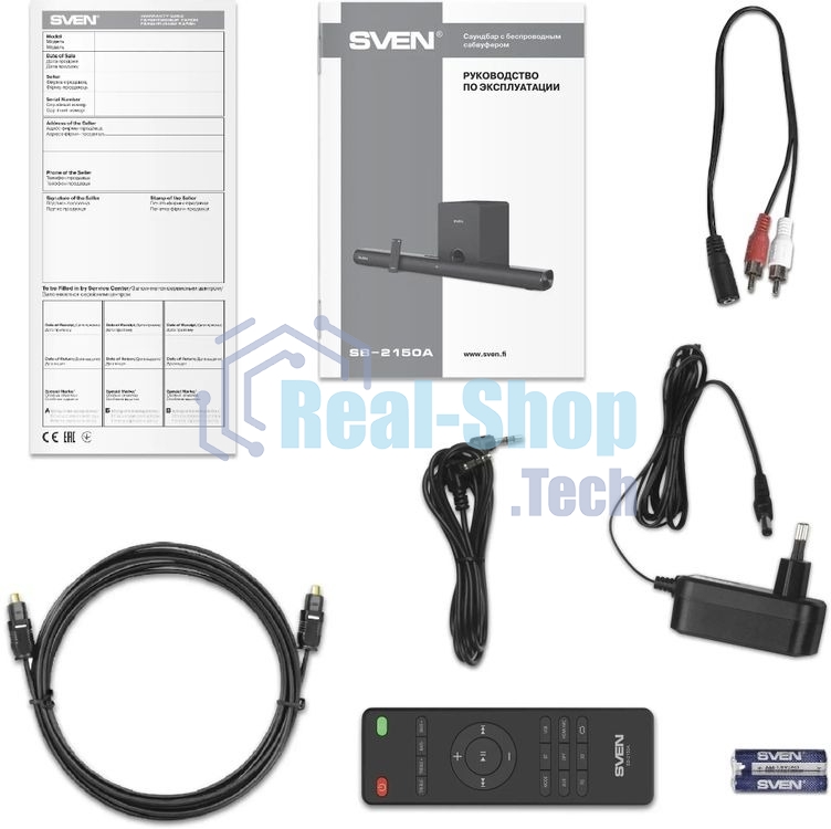 Саундбар SVEN SB-2150A черный (2 x 40W, Bluetooth сабвуфер 100W, пульт ДУ, LED-дисплей, HDMI, USB)