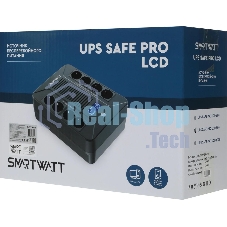 Источник бесперебойного питания SMARTWATT UPS SAFE PRO LCD 800 черный 800/480 ВА/Вт, напольный/настенный, линейно-интерактивный, LCD дисплей, Shuko CEE7/4 - 8 шт. (4 шт. с резервным питанием, 4 шт. - сетевой фильтр)