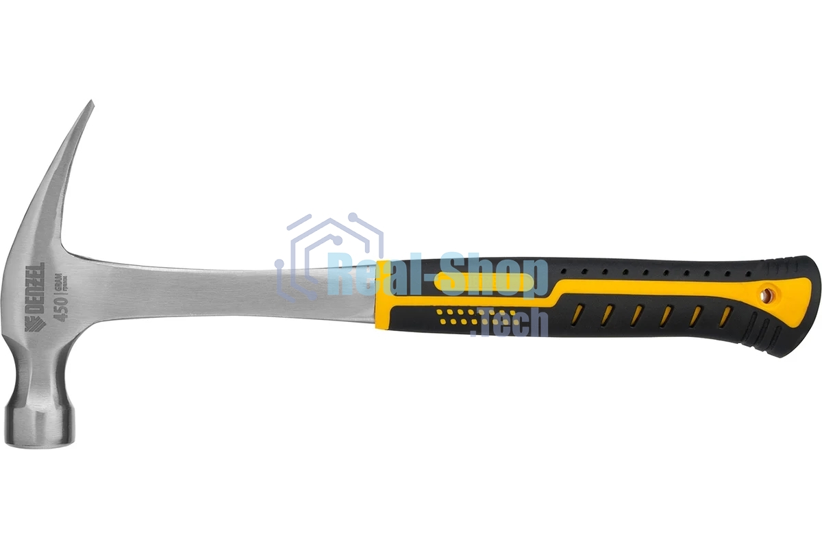 Молоток-гвоздодер Denzel 10423 450 г, цельнометаллический, двухкомпонентная рукоятка